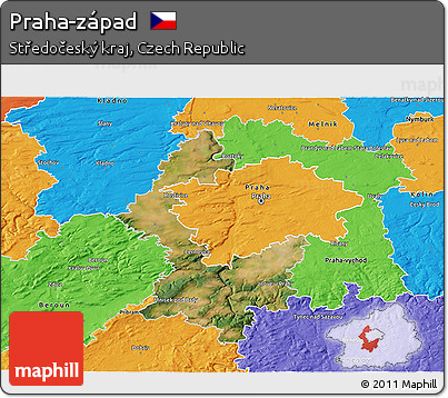 Satellite 3D Map of Praha-západ, political outside