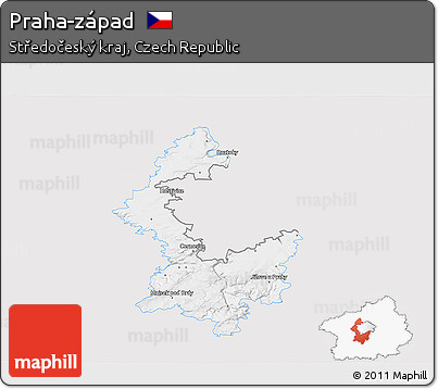 Silver Style 3D Map of Praha-západ, single color outside