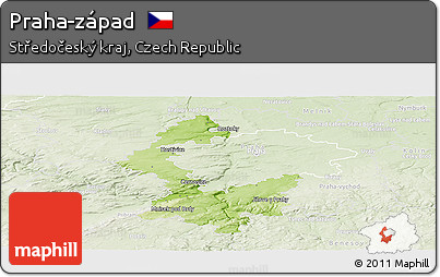 Physical Panoramic Map of Praha-západ, lighten