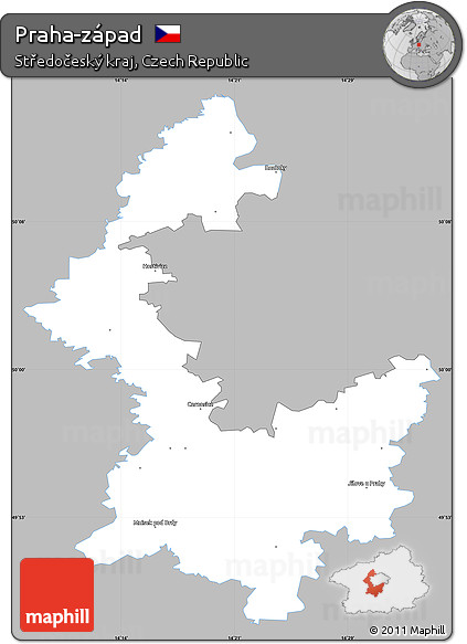 Gray Simple Map of Praha-západ, single color outside