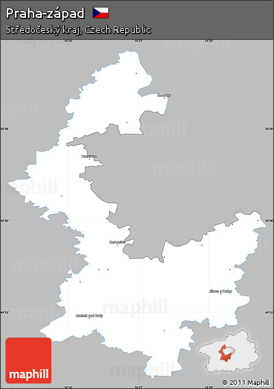 Gray Simple Map of Praha-západ, single color outside