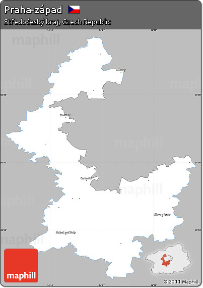 Gray Simple Map of Praha-západ, single color outside
