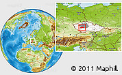 Physical Location Map of Příbram, highlighted country, highlighted parent region, within the entire country