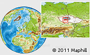 Physical Location Map of Příbram, highlighted country, highlighted parent region