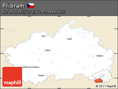 Classic Style Simple Map of Příbram, single color outside