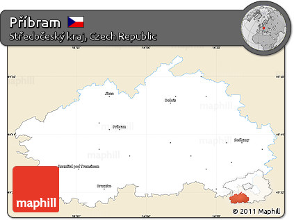 Classic Style Simple Map of Příbram, single color outside