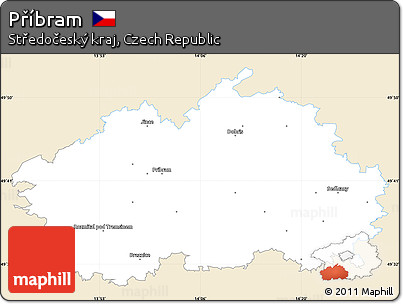 Classic Style Simple Map of Příbram, single color outside