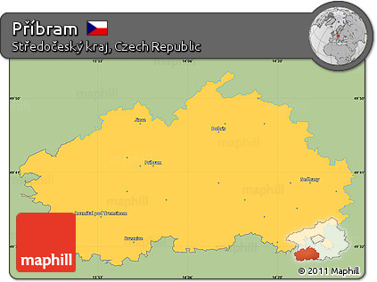Savanna Style Simple Map of Příbram, single color outside