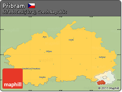 Savanna Style Simple Map of Příbram, single color outside