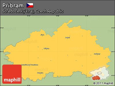 Savanna Style Simple Map of Příbram, single color outside