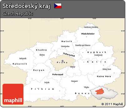 Classic Style Simple Map of Středočeský Kraj, single color outside