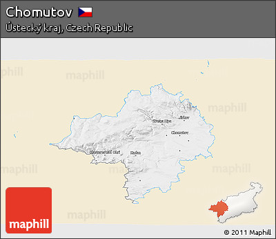 Classic Style 3D Map of Chomutov, single color outside