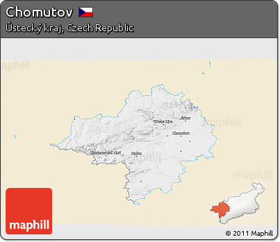 Classic Style 3D Map of Chomutov, single color outside