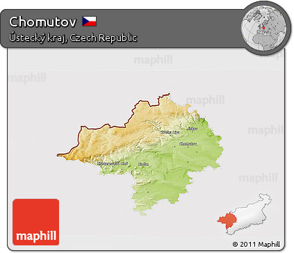 Physical 3D Map of Chomutov, cropped outside