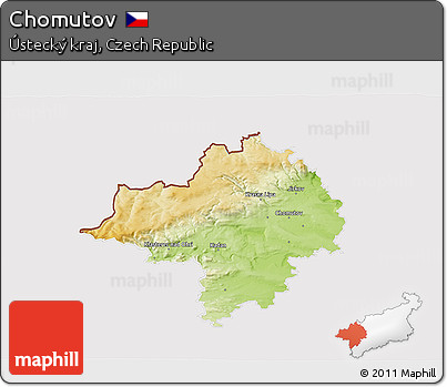 Physical 3D Map of Chomutov, cropped outside