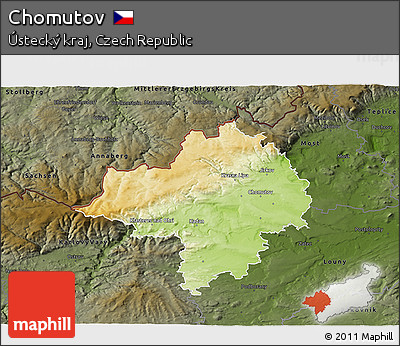 Physical 3D Map of Chomutov, darken