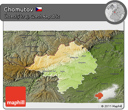 Physical 3D Map of Chomutov, darken