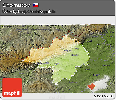Physical 3D Map of Chomutov, darken