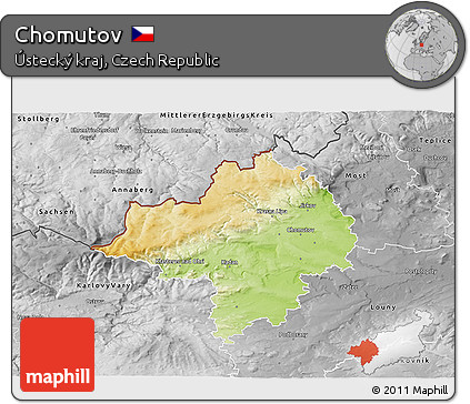 Physical 3D Map of Chomutov, desaturated