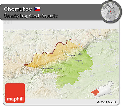 Physical 3D Map of Chomutov, lighten