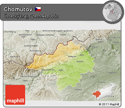 Physical 3D Map of Chomutov, semi-desaturated