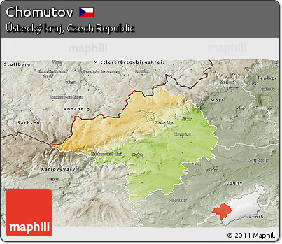 Physical 3D Map of Chomutov, semi-desaturated