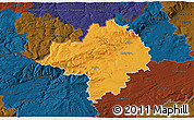 Political 3D Map of Chomutov, darken