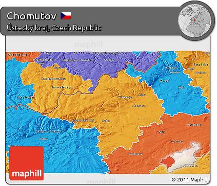 Political 3D Map of Chomutov