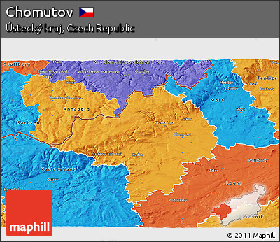 Political 3D Map of Chomutov