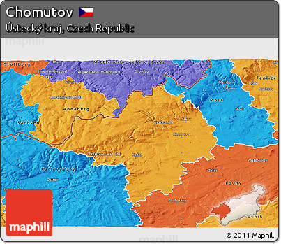 Political 3D Map of Chomutov