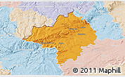 Political 3D Map of Chomutov, lighten