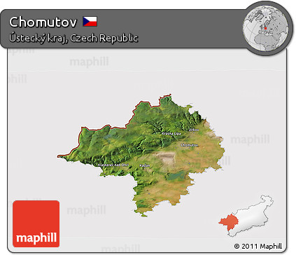Satellite 3D Map of Chomutov, cropped outside
