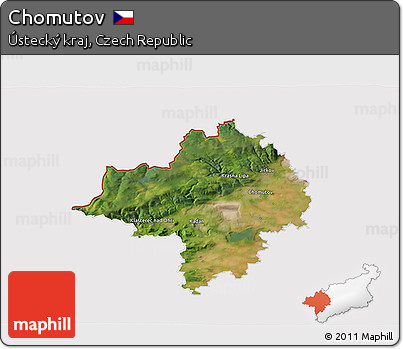 Satellite 3D Map of Chomutov, cropped outside