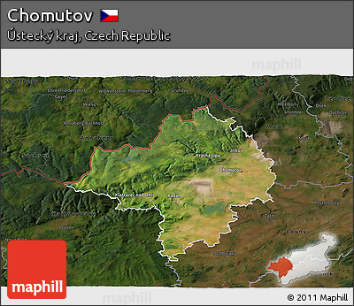 Satellite 3D Map of Chomutov, darken