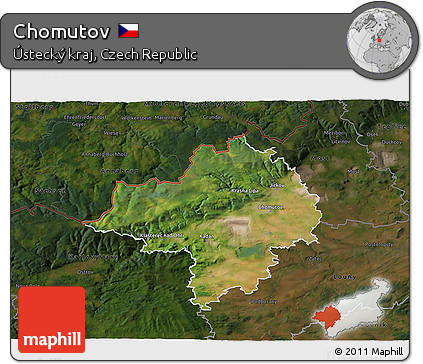 Satellite 3D Map of Chomutov, darken