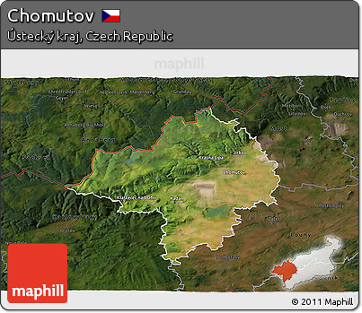Satellite 3D Map of Chomutov, darken