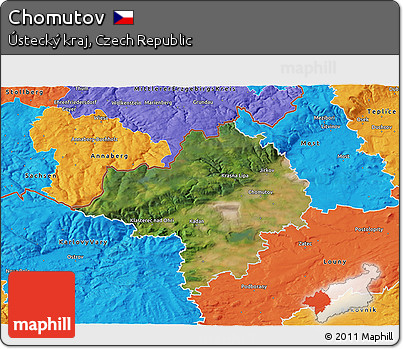 Satellite 3D Map of Chomutov, political outside