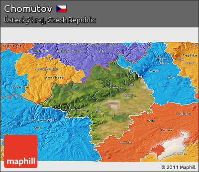 Satellite 3D Map of Chomutov, political outside