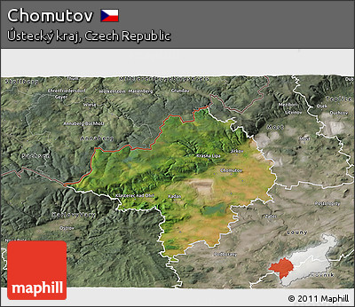 Satellite 3D Map of Chomutov, semi-desaturated
