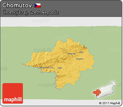 Savanna Style 3D Map of Chomutov, single color outside