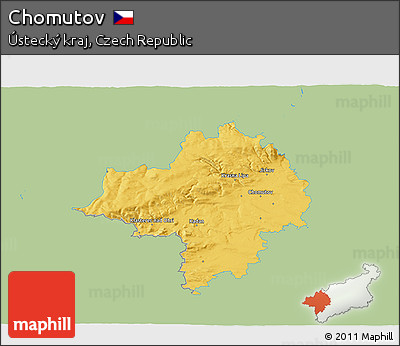 Savanna Style 3D Map of Chomutov, single color outside