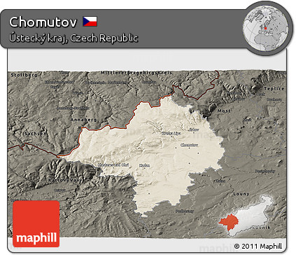Shaded Relief 3D Map of Chomutov, darken