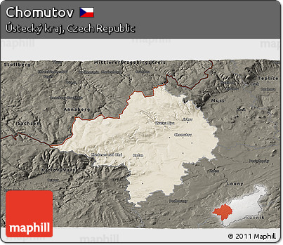 Shaded Relief 3D Map of Chomutov, darken