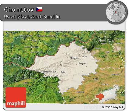 Shaded Relief 3D Map of Chomutov, satellite outside
