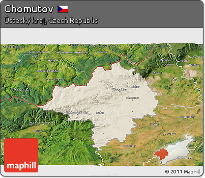 Shaded Relief 3D Map of Chomutov, satellite outside