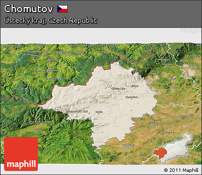 Shaded Relief 3D Map of Chomutov, satellite outside