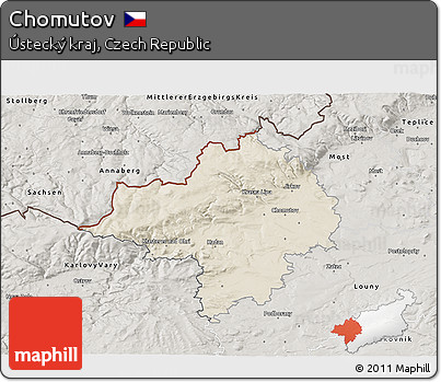 Shaded Relief 3D Map of Chomutov, semi-desaturated
