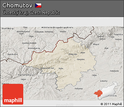 Shaded Relief 3D Map of Chomutov, semi-desaturated