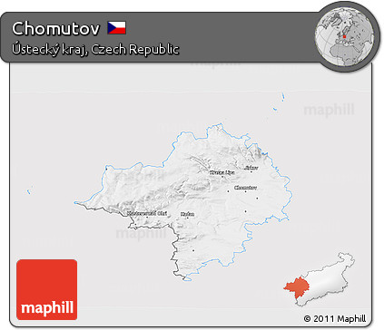 Silver Style 3D Map of Chomutov, single color outside