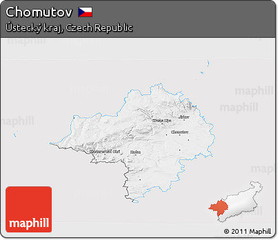 Silver Style 3D Map of Chomutov, single color outside